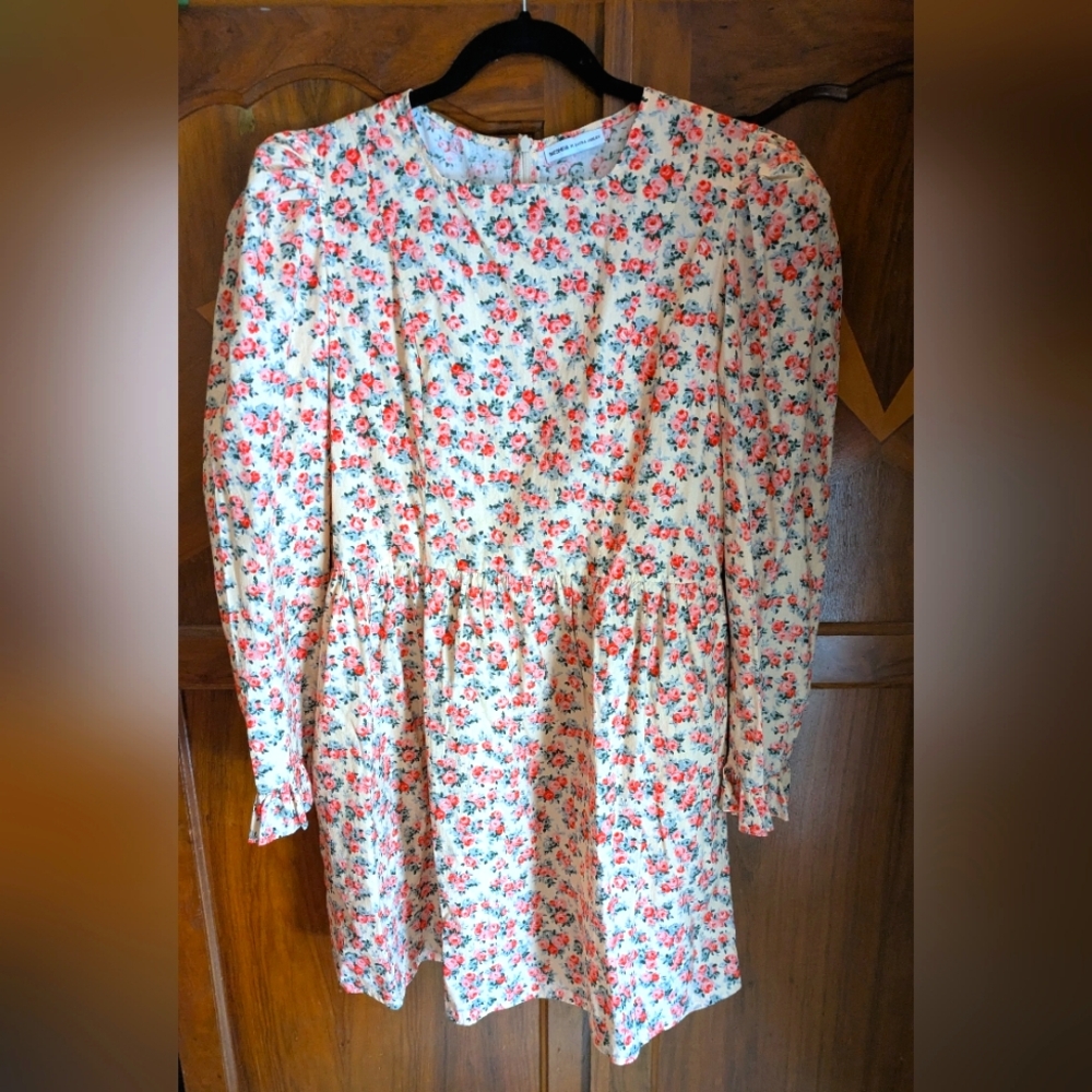 Floral Batsheva x Laura Ashley Prairie Dress - Pink and Red